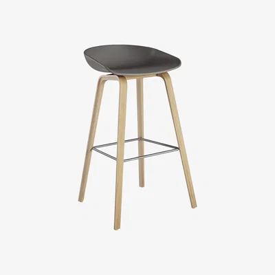 Made in Design About a stool AAS 32 Bar stool - H 75 cm - Plastic & wood legs by Hay Grey/Natural wood