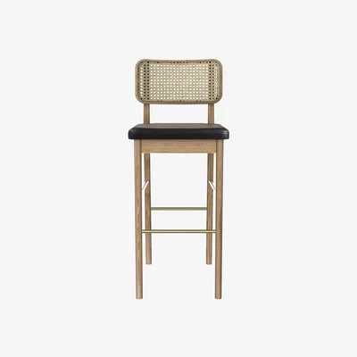 Made in Design Cannage Bar stool - / H 65 cm - Leather by RED Edition Natural wood