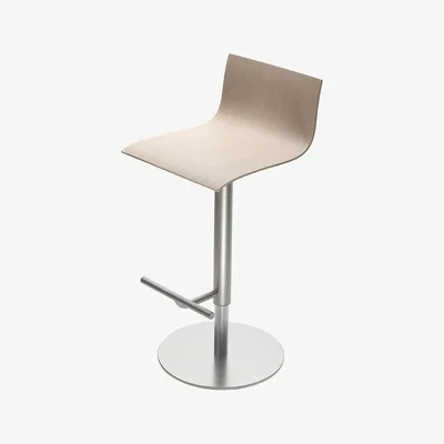 Made in Design Thin Adjustable bar stool - Pivoting wood seat by Lapalma White/Natural wood