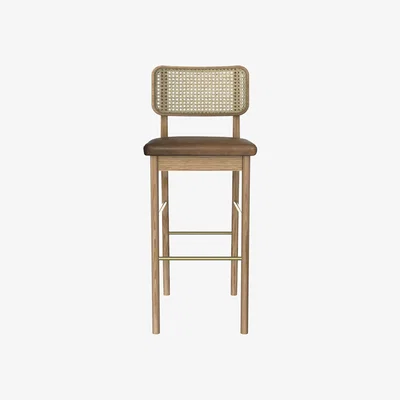 Made in Design Cannage Bar stool cane & fibres natural wood / H 65 cm - RED Edition