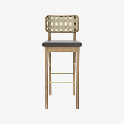 Made in Design Cannage Bar stool - / H 65 cm - Fabric by RED Edition Natural wood