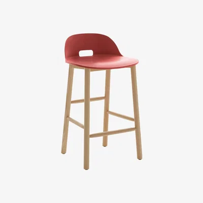 Made in Design Alfi Bar stool - H 80 cm - Pied frêne by Emeco Red