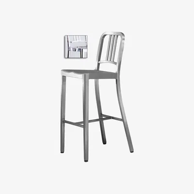 Made in Design Navy Indoor Bar chair - H 76 cm by Emeco Metal