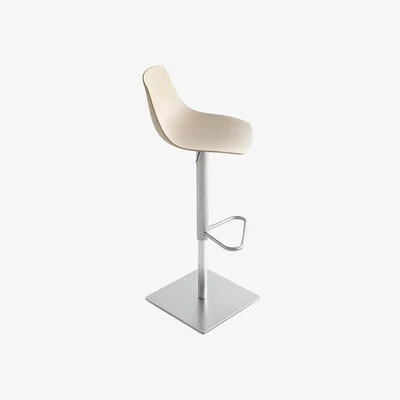 Made in Design Miunn Adjustable bar stool - Pivoting wood seat by Lapalma White/Natural wood