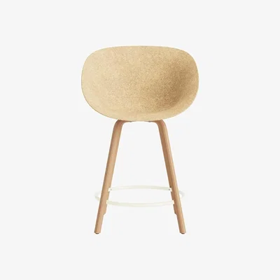 Made in Design Mat Armchair Bar chair cane & fibres / H 65 cm - Hemp / Beechwood Base, legs - Normann Copenhagen