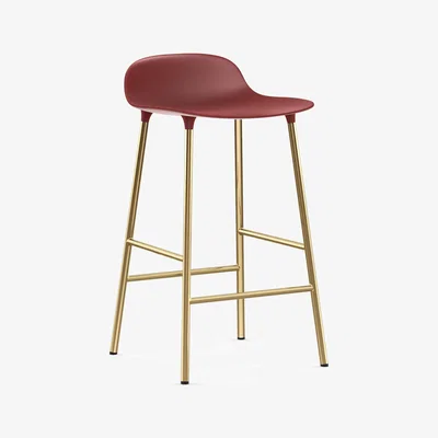 Made in Design Form Bar stool - / H 65 cm – Brass foot by Normann Copenhagen Red/Gold