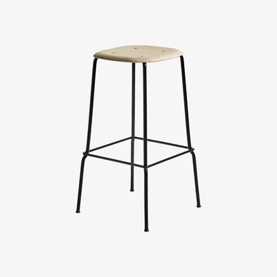 Made in Design Soft Edge 30 High stool - H 75 cm / Wood & metal by Hay Black/Natural wood