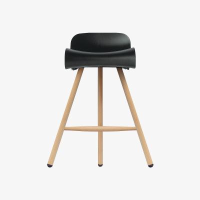 Made in Design BCN Wood Bar stool - H 66 cm - Plastic & wood legs by Kristalia Black/Natural wood