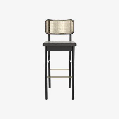 Made in Design Cannage Bar stool - / H 65 cm - Fabric by RED Edition Black