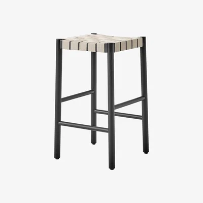 Made in Design Betty TK7 High stool - / H 60 cm - Hand-woven linen straps by &tradition Black/Beige