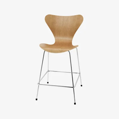 Made in Design Série 7 Bar chair - H 76 cm - Natural wood by Fritz Hansen Natural wood