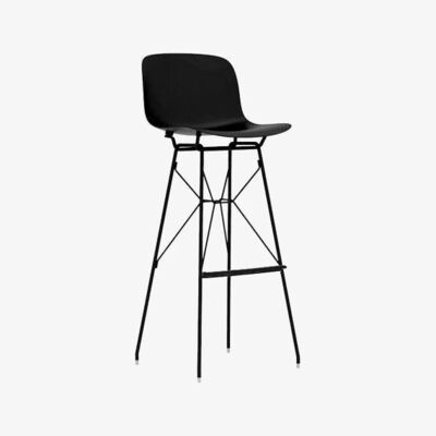 Made in Design Troy Bar stool - / Plastic & steel wire legs - H 77.5 cm by Magis Black