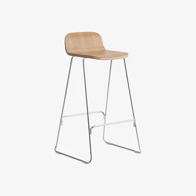 Made in Design Just High stool - Backrest / H 75 cm by Normann Copenhagen Natural wood
