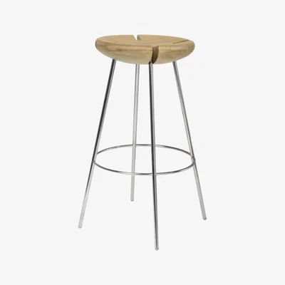 Made in Design Tribo Bar stool - H 76 cm - Wood & metal legs by Objekto Natural wood