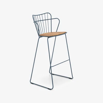 Made in Design Paon Bar chair - / Metal & bamboo by Houe Blue/Natural wood