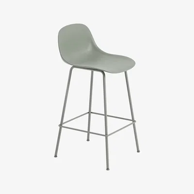 Made in Design Fiber Bar Bar chair - / H 65 cm - Metal legs by Muuto Green