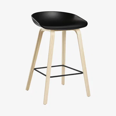 Made in Design About a stool AAS 32 Bar stool - H 65 cm - Plastic & wood legs by Hay Black/Natural wood