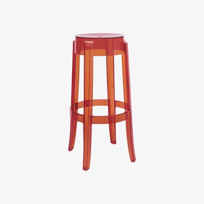Made in Design Charles Ghost Stackable bar stool - H 75 cm - Plastic by Kartell Orange