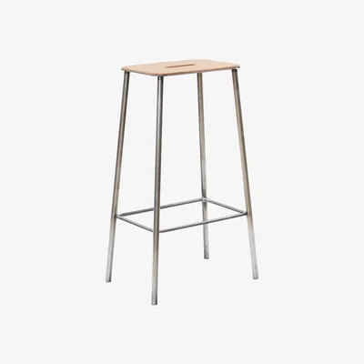 Made in Design Adam Cuir High stool - / H 76 cm by Frama Beige/Metal