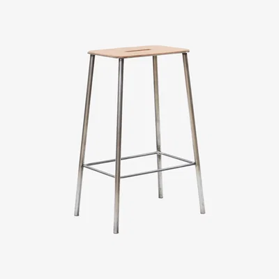 Made in Design Adam Cuir High stool - / H 65 cm by Frama Beige/Metal