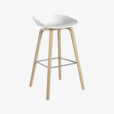 Made in Design About a stool Bar stool - H 75 cm - Plastic & wood legs by Hay White