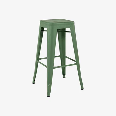 Made in Design Stackable bar stool H Indoor metal / H 75 cm - Steel Colour - For indoors - Tolix