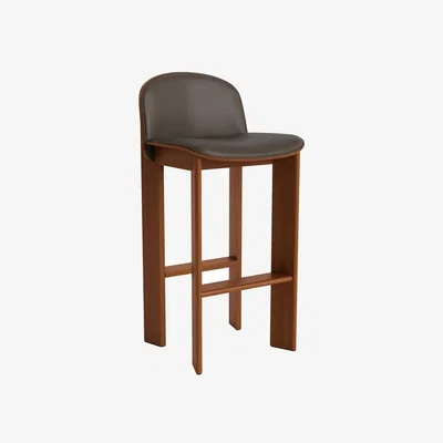Made in Design Chisel 35 High Bar chair leather brown / Height: 75 cm - Leather upholstery - Hay