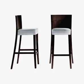 Made in Design Neoz Bar chair - H 75 cm -Fabric padded seat &  mahogany by Driade Natural wood
