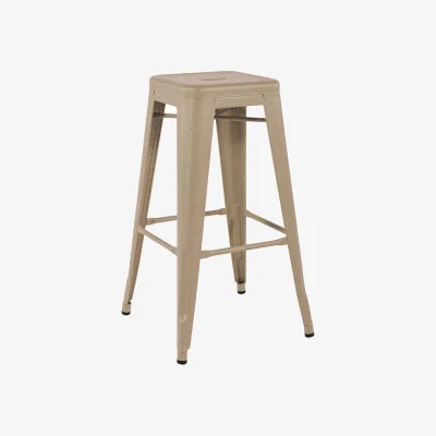 Made in Design H Indoor Stackable bar stool metal beige / H 75 cm - Steel Colour - For indoors - Tolix