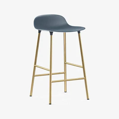 Made in Design Form Bar stool - / H 65 cm – Brass foot by Normann Copenhagen Blue/Gold