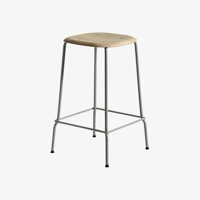 Made in Design Soft Edge 30 High stool - H 65 cm / Wood & metal by Hay Grey/Natural wood