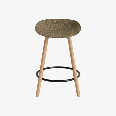 Made in Design Mat Bar stool cane & fibres / H 65 cm - Navy Alga / Beechwood Base, legs - Normann Copenhagen