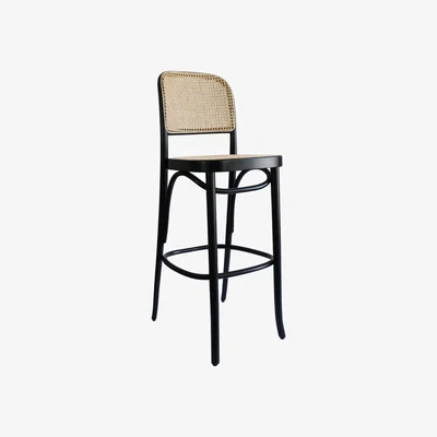Made in Design Bar stool N. 811 cane & fibres wood / 1930 relaunch - Wood & canework / H 65 cm - Wiener GTV Design