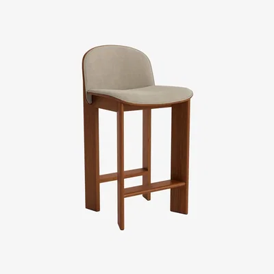Made in Design Chisel 35 Low Bar chair textile beige / Height: 65 cm - Fabric upholstery - Hay