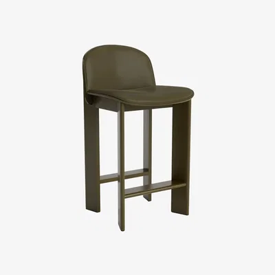 Made in Design Chisel 35 Low Bar chair leather green / Height: 65 cm - Leather upholstery - Hay