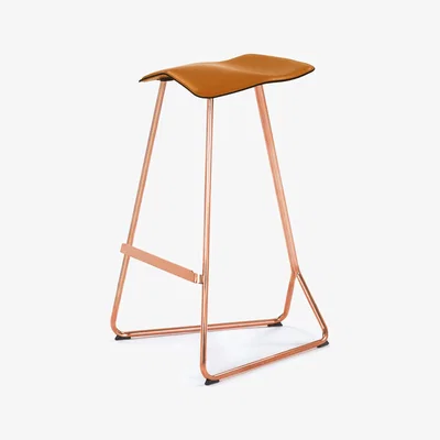 Made in Design Triton Bar stool - H 64 cm / Leather seat by ClassiCon Brown/Copper/Metal
