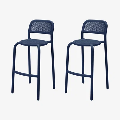 Made in Design Toní Barfly Bar chair - / H 82.3 cm - Set of 2 / Perforated aluminium by Fatboy Blue