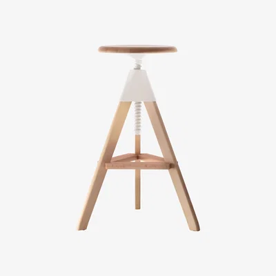 Made in Design Tom Adjustable bar stool - Pivoting - Wood & plastic by Magis White/Natural wood