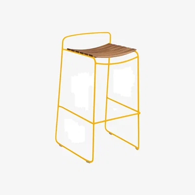 Made in Design Surprising Teck Bar stool yellow natural wood / Wood & metal - H 78.5 cm - Fermob