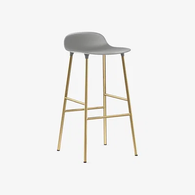 Made in Design Form Bar stool - / H 75 cm – Brass foot by Normann Copenhagen Grey/Gold
