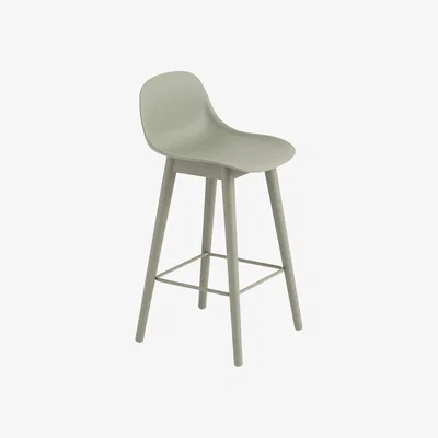 Nordic Nest Muuto Fiber barstool with backrest Dusty green green legs low
