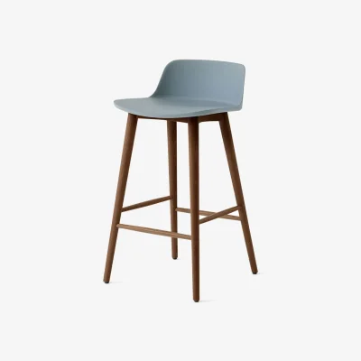 Nordic Nest &Tradition Rely HW118 bar stool Light blue-lacquered walnut 65 cm