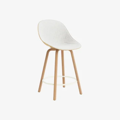 Nordic Nest Normann Copenhagen Mat Bar Chair bar stool front upholstered 65 cm Hallingdal 110-hemp-beech-cream steel