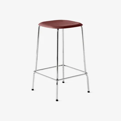 Nordic Nest HAY Soft Edge 30 Low bar stool Fall red chrome frame