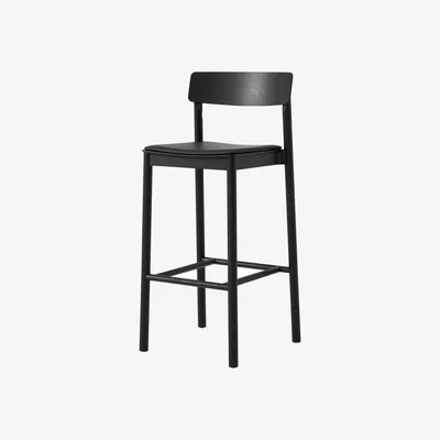 Nordic Nest &Tradition Betty TK17 Bar Chair 75 cm Noble leather black-black laquered ash