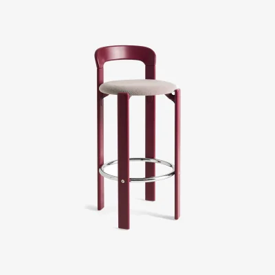 Nordic Nest HAY Rey bar stool upholstered 75 cm Steelcut Trio 416-grape red