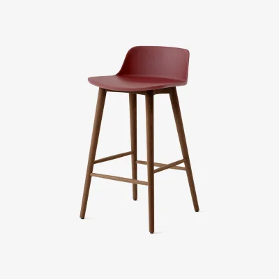 Nordic Nest &Tradition Rely HW118 bar stool Red brown-lacquered walnut 65 cm