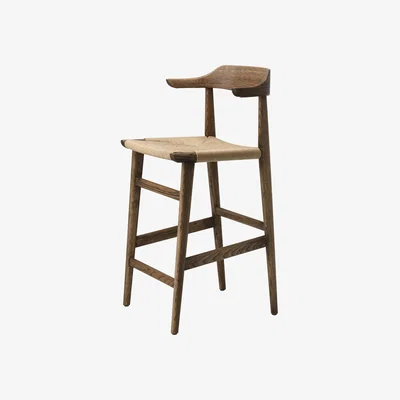 Nordic Nest Gärsnäs Hedda bar stool Oak-black-paper cord natural