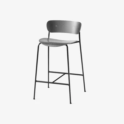 Nordic Nest &Tradition Pavilion AV7 barstool Oak black lacquer steel legs