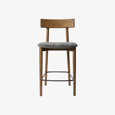 Nordic Nest MUUBS Tetra bar stool Granite-colored fabric–dark oiled oak